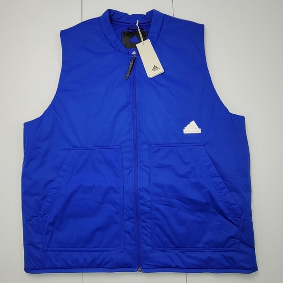 Adidas Puffer Vest Men's Size Large Zip Reular Fit Lucid Blue HN1931 $160 NEW - Picture 1 of 11